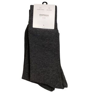 2 Pack Express Men’s Dark Grey Cushioned Dress Socks, Fits Shoe Sizes 8-13 NEW